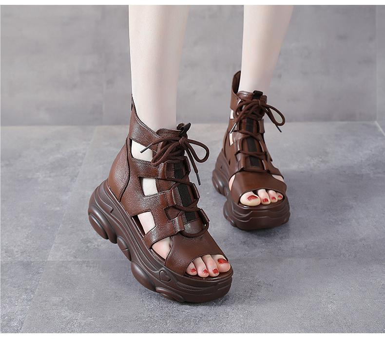 Fish mouth high top shoes women's sandals