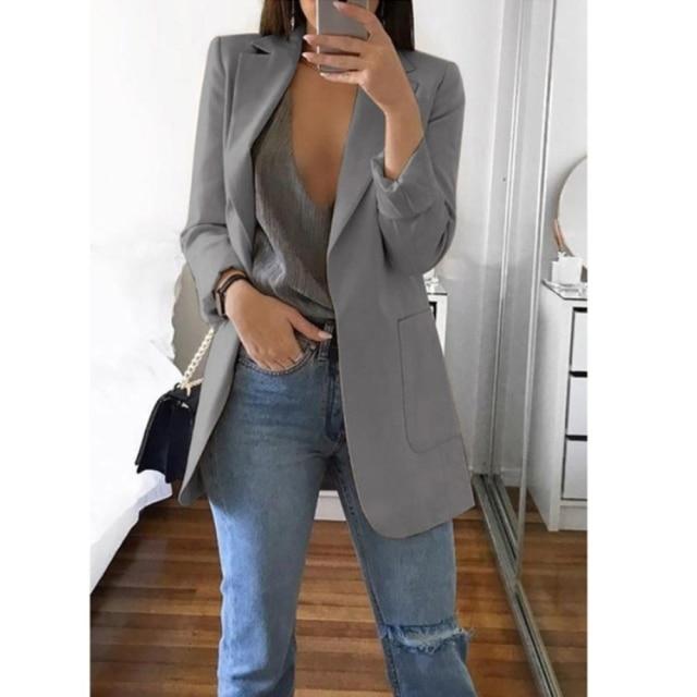 Blazer Women   Female Coats 5XL Casual Fashion Basic Notched Slim Jackets