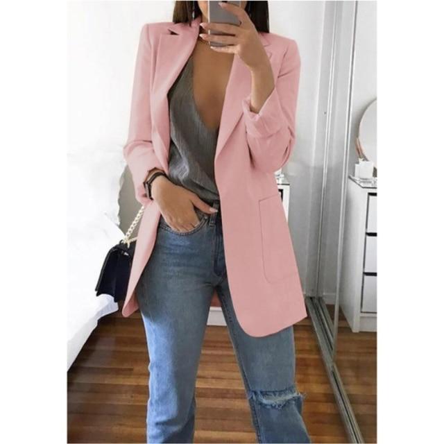 Blazer Women   Female Coats 5XL Casual Fashion Basic Notched Slim Jackets