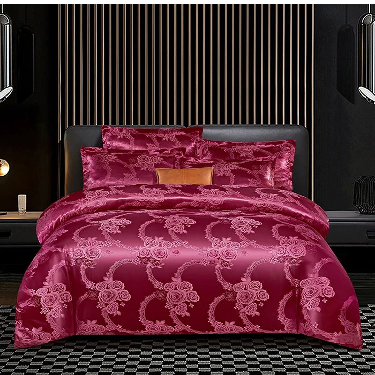 Set de lenjerie de pat jacquard din satin de lux european de 4 piese-TAB